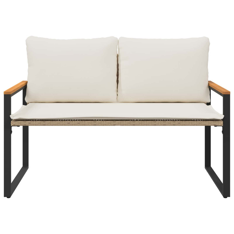 ławka z poduszką Beżowy i kremowy 115 x 65 x 72 cm rattan