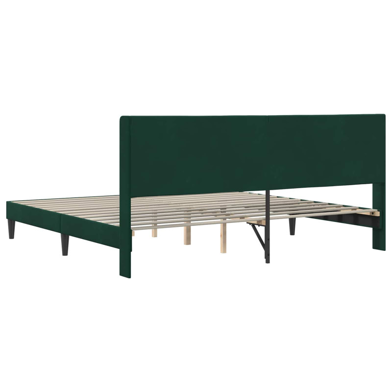 Ramka łóżka Z zagłówkiem Ciemna zieleń 200 x 200 cm Aksamit