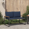ławka z poduszką Szary i granatowy 115 x 65 x 72 cm rattan