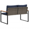 ławka z poduszką Szary i granatowy 115 x 65 x 72 cm rattan