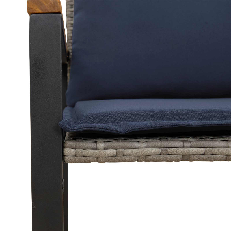 ławka z poduszką Szary i granatowy 115 x 65 x 72 cm rattan