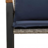 ławka z poduszką Szary i granatowy 115 x 65 x 72 cm rattan