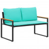 ławka z poduszką Czarny i Turkusowy 115 x 65 x 72 cm rattan