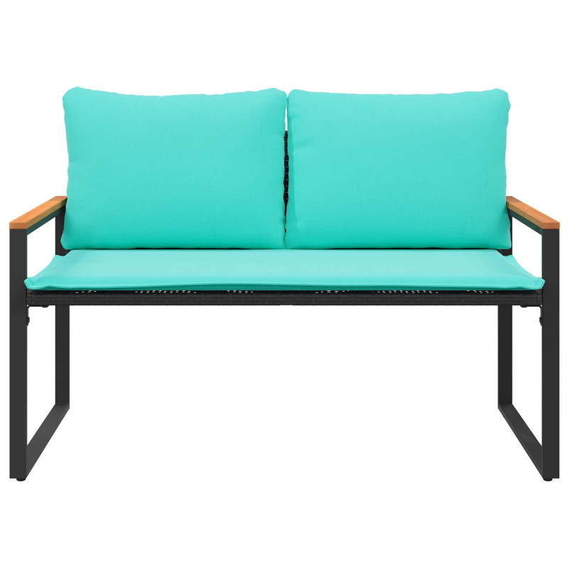 ławka z poduszką Czarny i Turkusowy 115 x 65 x 72 cm rattan