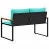 ławka z poduszką Czarny i Turkusowy 115 x 65 x 72 cm rattan