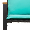 ławka z poduszką Czarny i Turkusowy 115 x 65 x 72 cm rattan