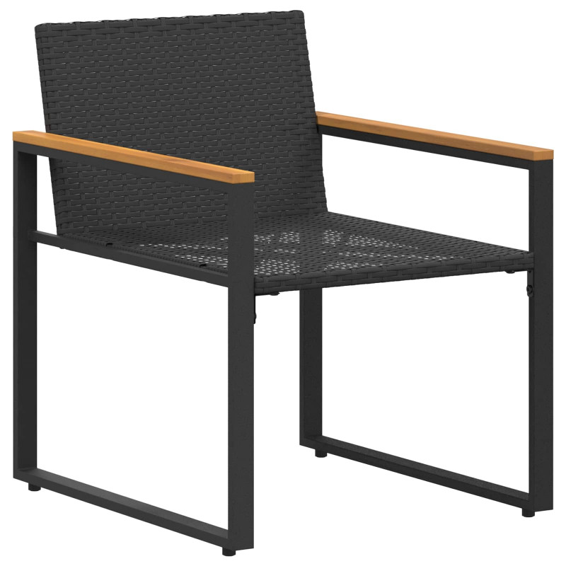 Zestawy mebli z poduszką 3 pcs Czarny i kremowo-biały rattan