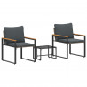 Zestawy mebli z poduszką 3 pcs Szary i ciemnoszary rattan