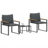 Zestawy mebli z poduszką 3 pcs Szary i ciemnoszary rattan