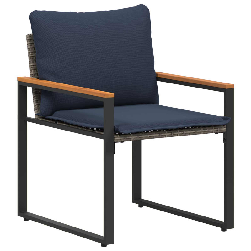 Zestawy mebli z poduszką 3 pcs Szary i granatowy rattan