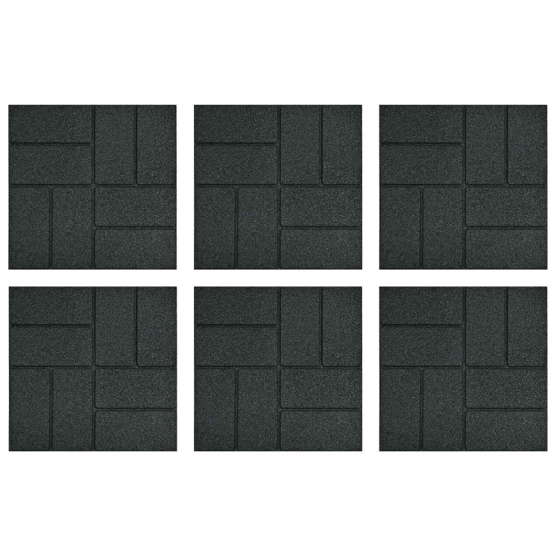 Kamień kroczący 6 pcs Czarny 40,5 x 40,5 x 2 cm Guma