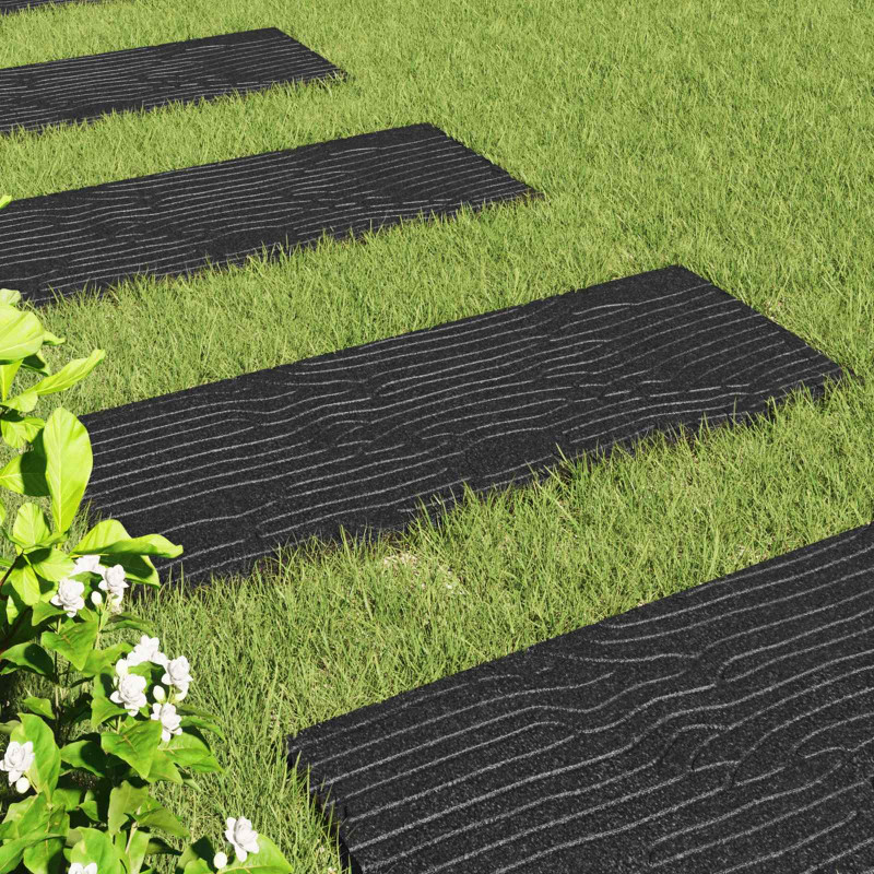 Kamień kroczący 6 pcs Czarny 60,5 x 25 x 2 cm Guma