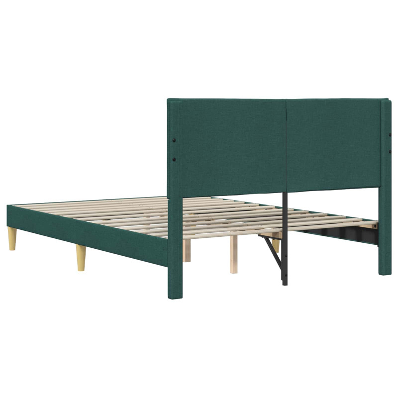 Ramka łóżka Z zagłówkiem Ciemna zieleń 140 x 190 cm tkanina