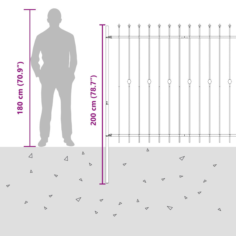 Ogrodzenie z kolcami Asten Czarny 200 x 200 cm