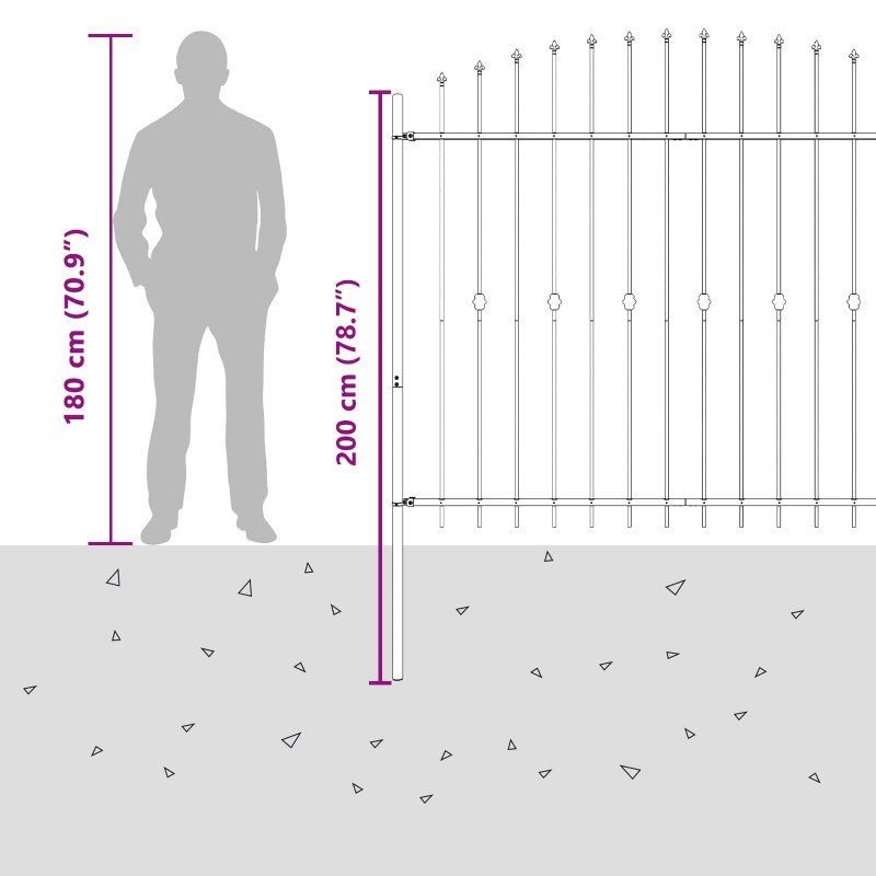 Ogrodzenie z kolcami Asten Czarny 200 x 200 cm