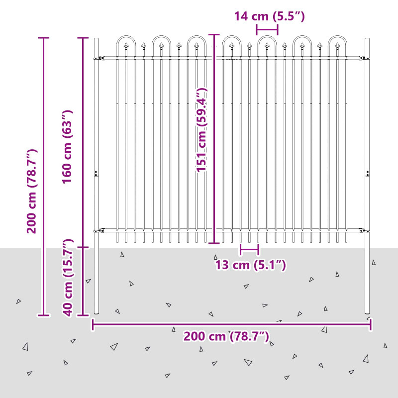 Ogrodzenie Łukowe ze Szpikulcem Dronten Czarny 200 x 200 cm
