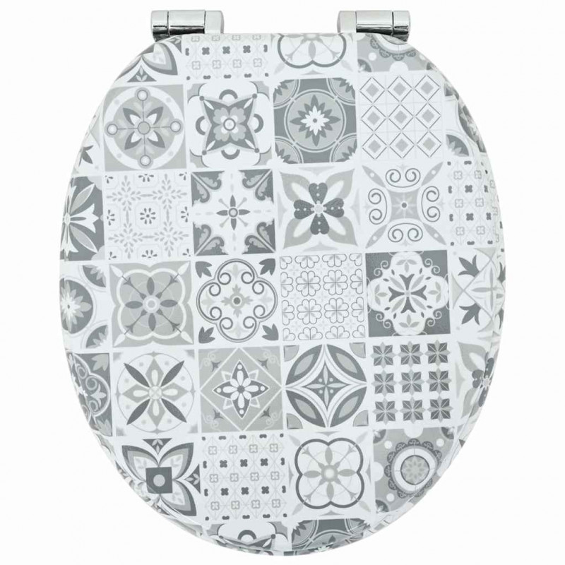 Deska toaletowa z samoodblokowaniem Niebieska i biała porcelana