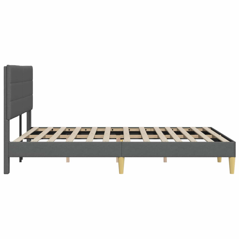 Ramka łóżka Z zagłówkiem Ciemnoszary 160 x 200 cm tkanina