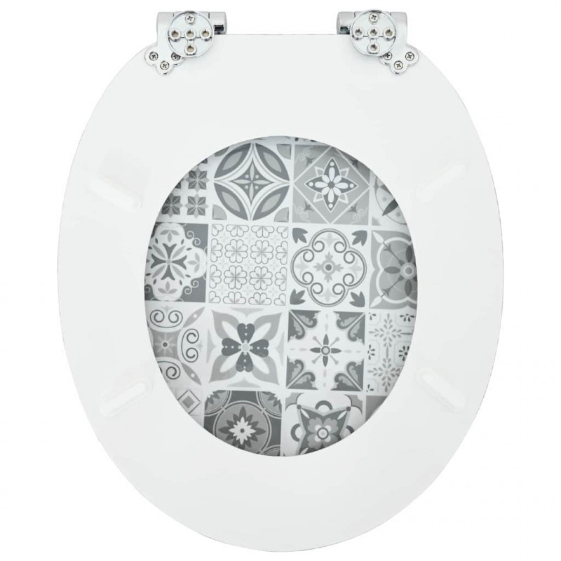 Deska toaletowa z samoodblokowaniem Niebieska i biała porcelana