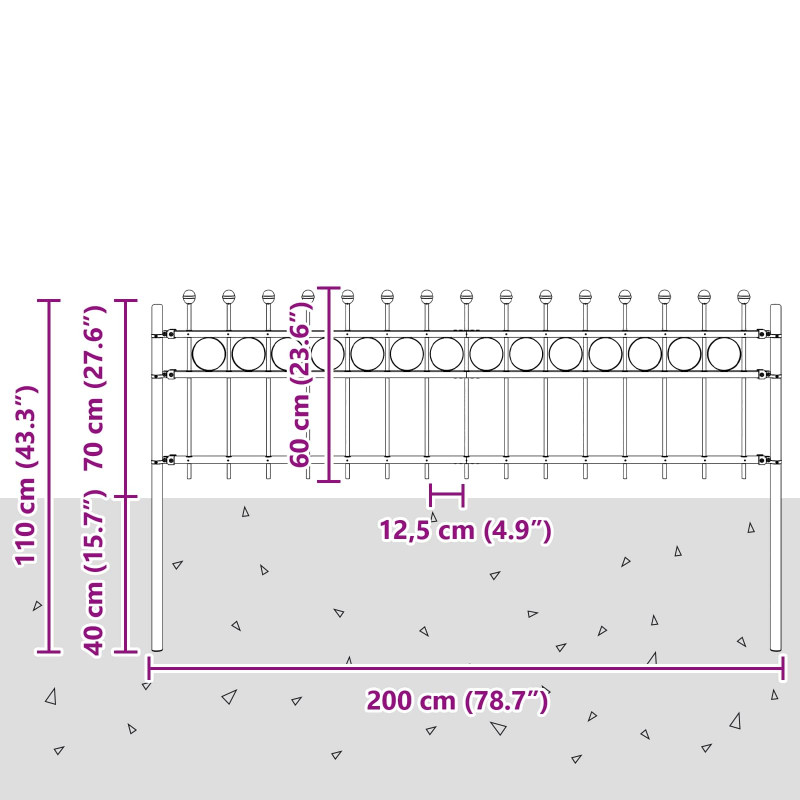 Ogrodzenie Ring Tilburg Czarny 200 x 130 cm