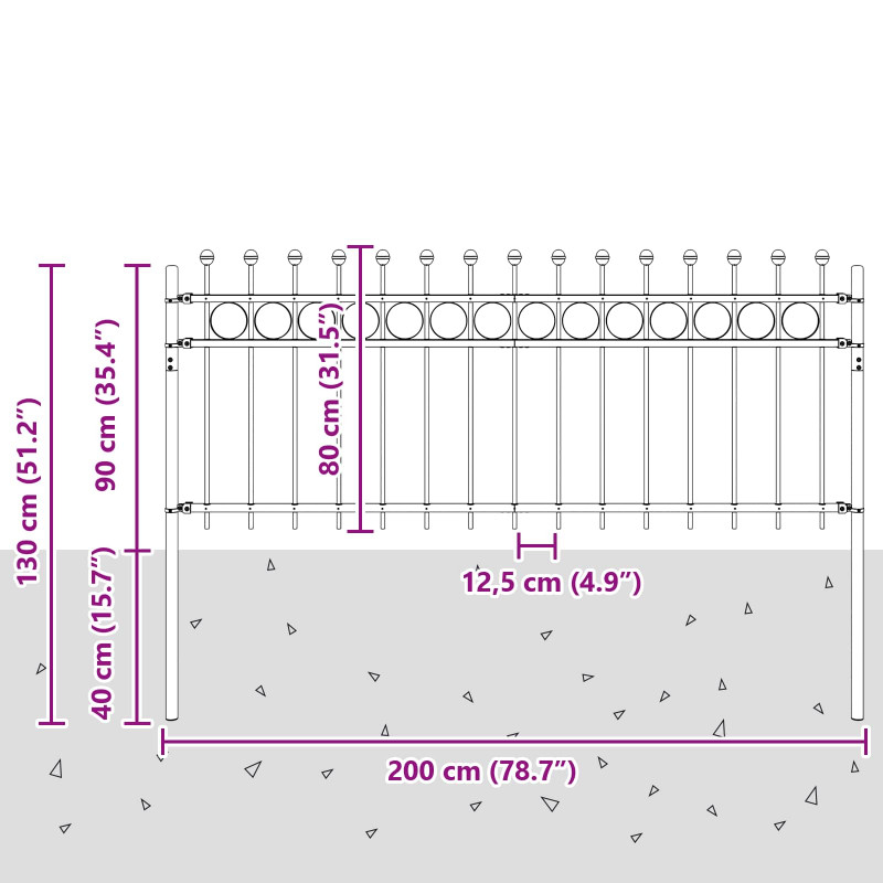 Ogrodzenie Ring Tilburg Czarny 200 x 130 cm