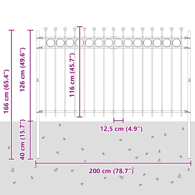 Ogrodzenie Ring Tilburg Czarny 200 x 130 cm