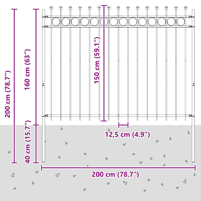 Ogrodzenie Ring Tilburg Czarny 200 x 200 cm