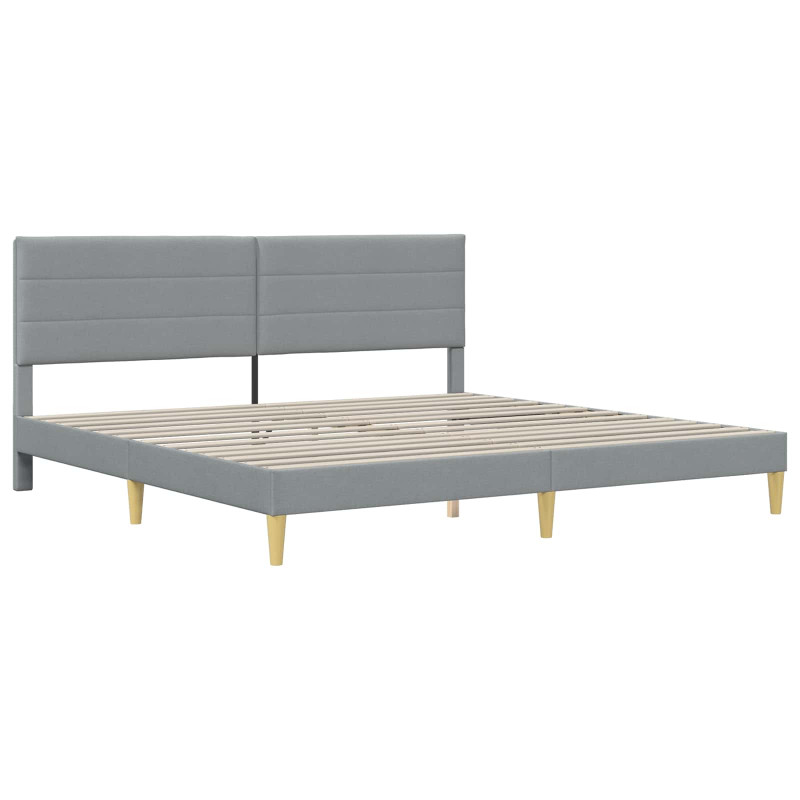 Ramka łóżka Z zagłówkiem Jasnoszary 200 x 200 cm tkanina