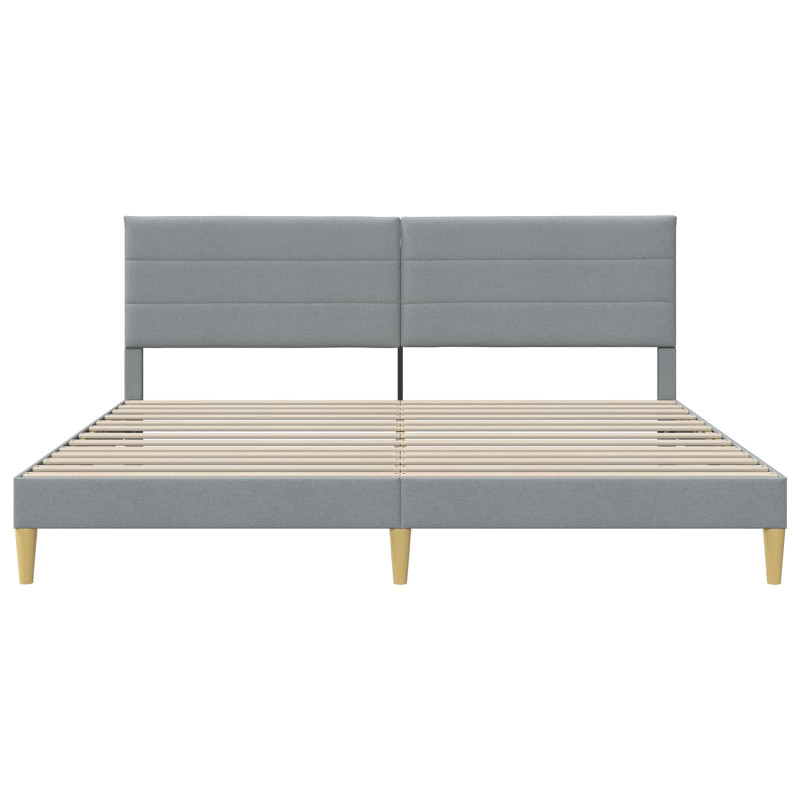 Ramka łóżka Z zagłówkiem Jasnoszary 200 x 200 cm tkanina