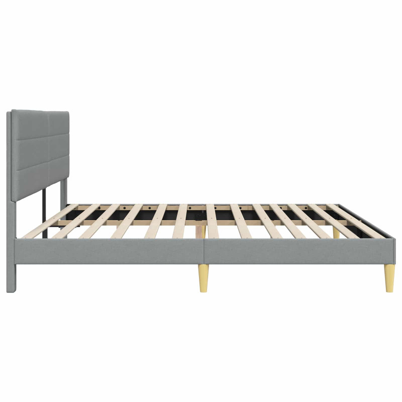 Ramka łóżka Z zagłówkiem Jasnoszary 200 x 200 cm tkanina