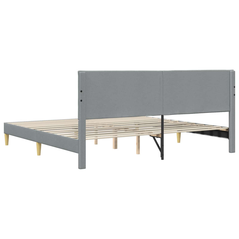 Ramka łóżka Z zagłówkiem Jasnoszary 200 x 200 cm tkanina