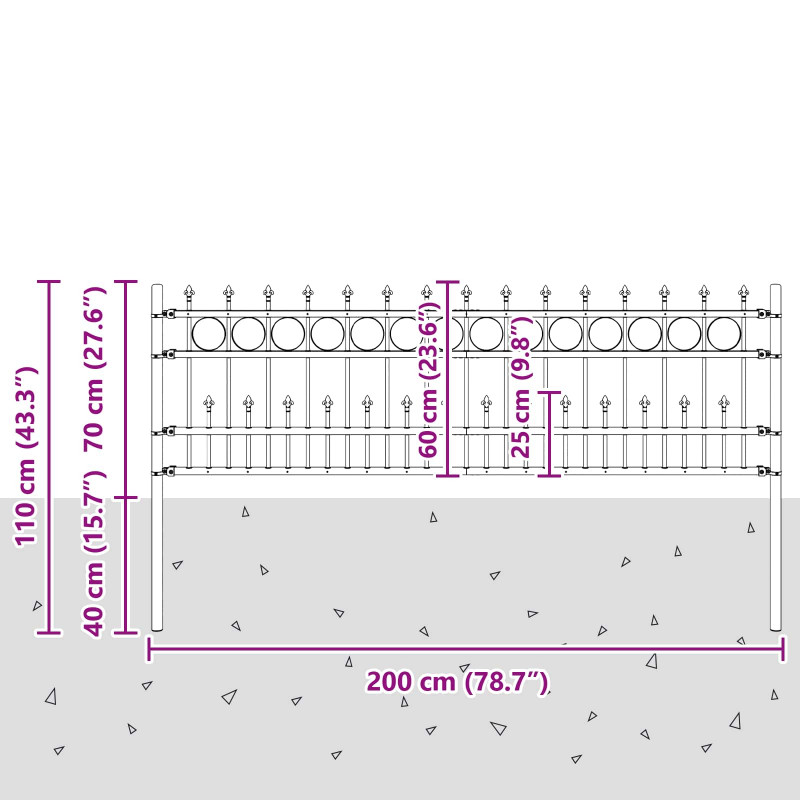 Ogrodzenie z pierścieniem Spike Horst Czarny 200 x 130 cm