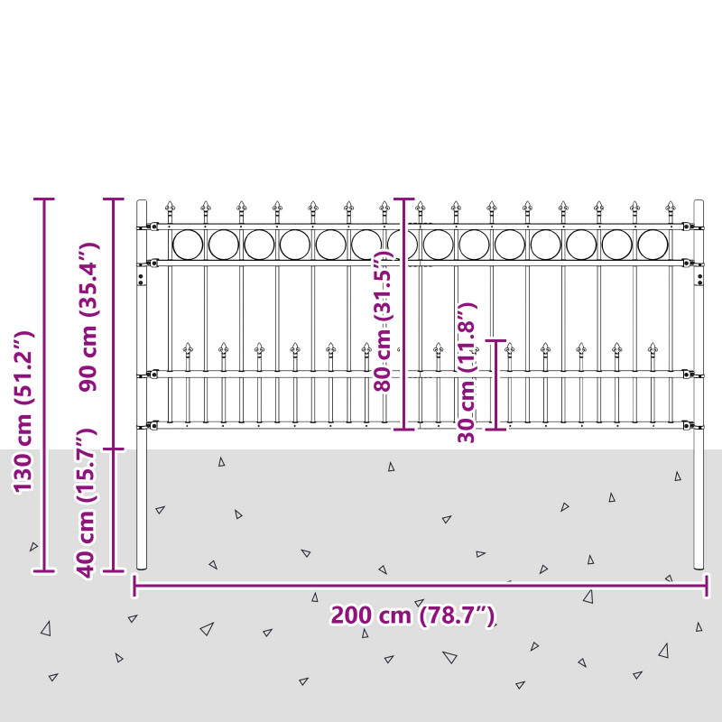 Ogrodzenie z pierścieniem Spike Horst Czarny 200 x 130 cm