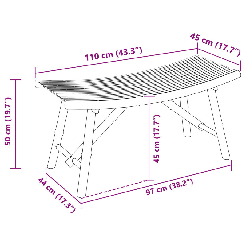 Ławka ogrodowa Naturalny 110 x 45 x 50 cm Bambus