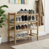 Stojak na buty z półką Naturalny 68 x 28 x 63 cm Bambus