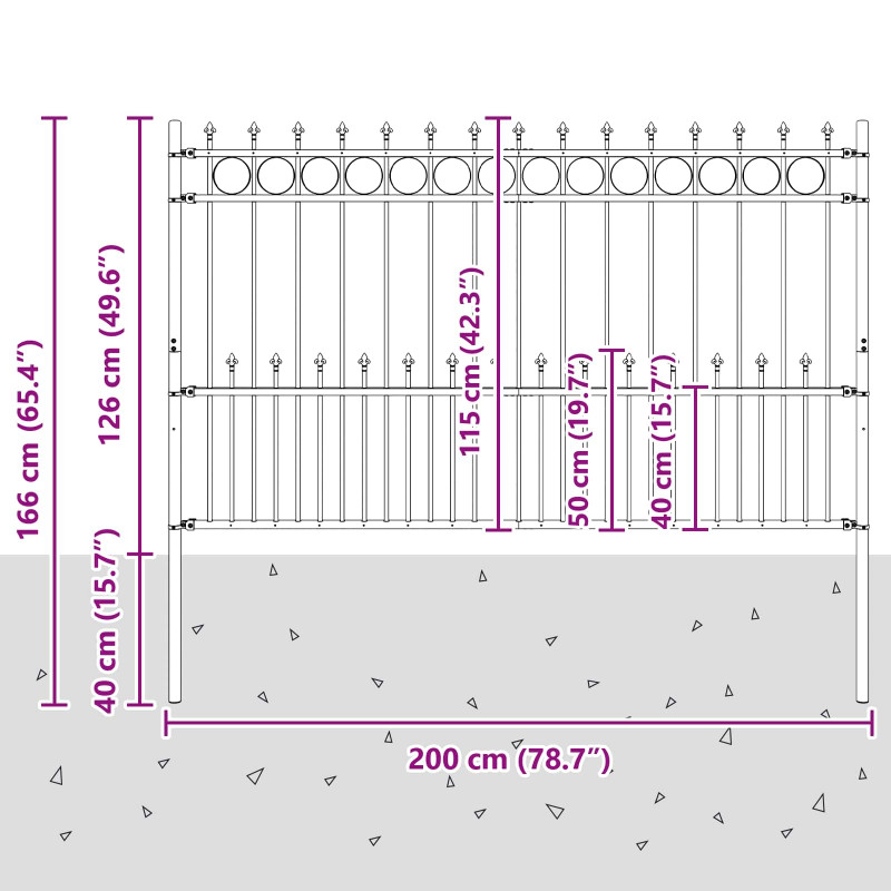 Ogrodzenie z pierścieniem Spike Horst Czarny 200 x 130 cm