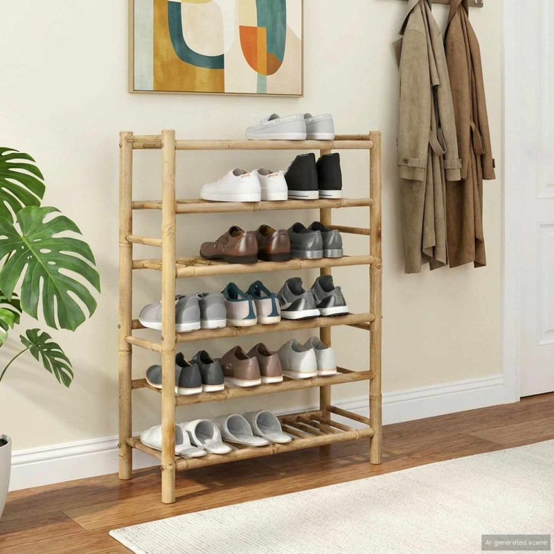 Stojak na buty z półką Naturalny 68 x 28 x 96 cm Bambus