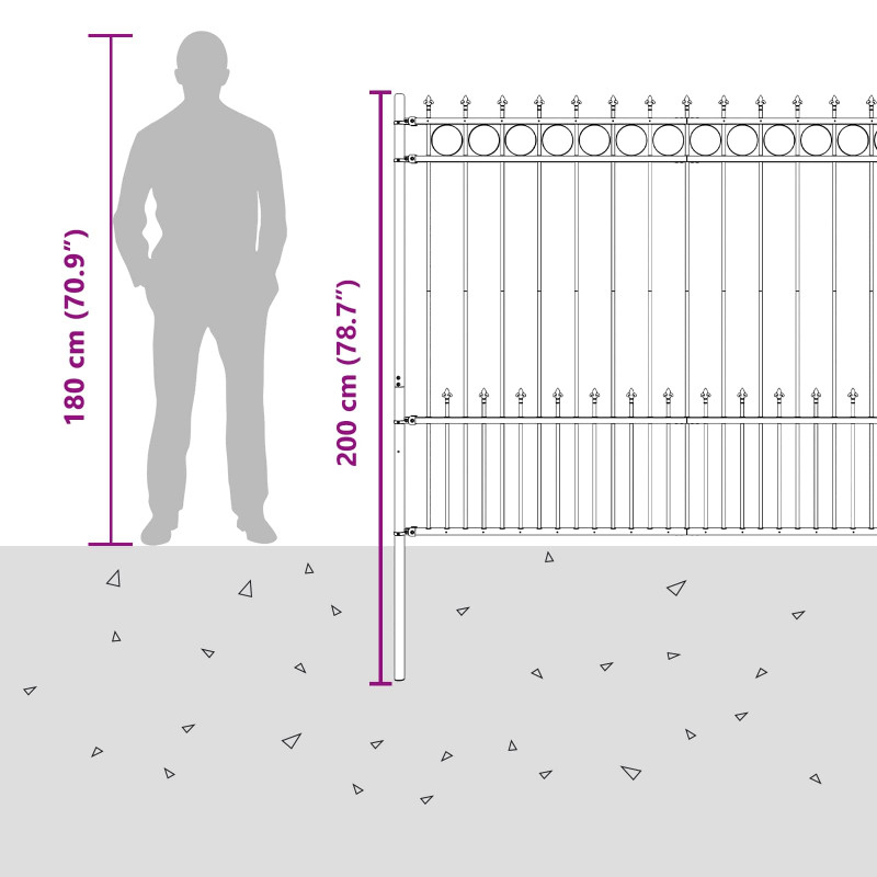 Ogrodzenie z pierścieniem Spike Horst Czarny 200 x 200 cm