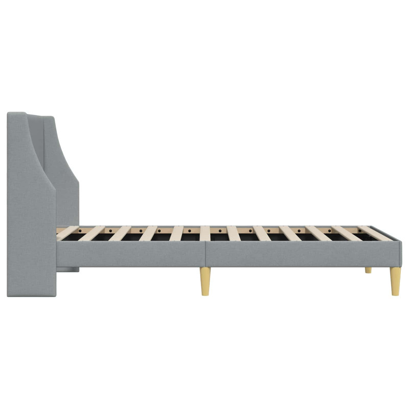 Ramka łóżka Z zagłówkiem Jasnoszary 90 x 200 cm tkanina