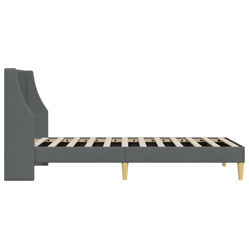 Ramka łóżka Z zagłówkiem Ciemnoszary 100 x 200 cm tkanina