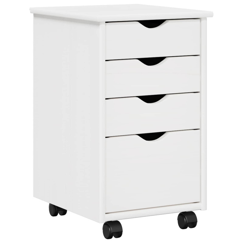 Rolkowa szafka Biały 34 x 39 x 56 cm Lite drewno sosnowe