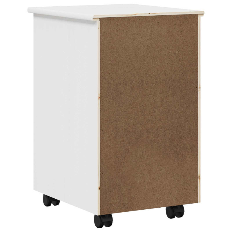 Rolkowa szafka Biały 34 x 39 x 56 cm Lite drewno sosnowe