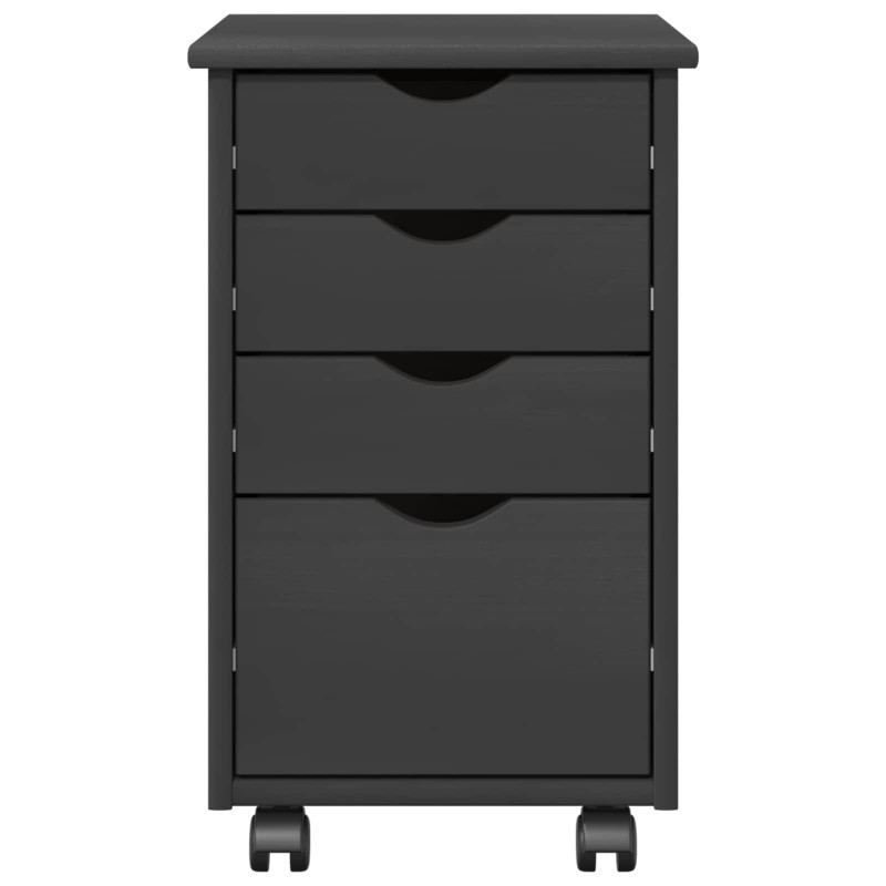 Rolkowa szafka Szary 34 x 39 x 56 cm Lite drewno sosnowe