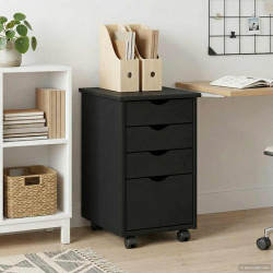 Rolkowa szafka Czarny 34 x 39 x 56 cm Lite drewno sosnowe