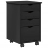 Rolkowa szafka Czarny 34 x 39 x 56 cm Lite drewno sosnowe