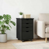 Rolkowa szafka Czarny 34 x 39 x 56 cm Lite drewno sosnowe