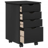 Rolkowa szafka Czarny 34 x 39 x 56 cm Lite drewno sosnowe