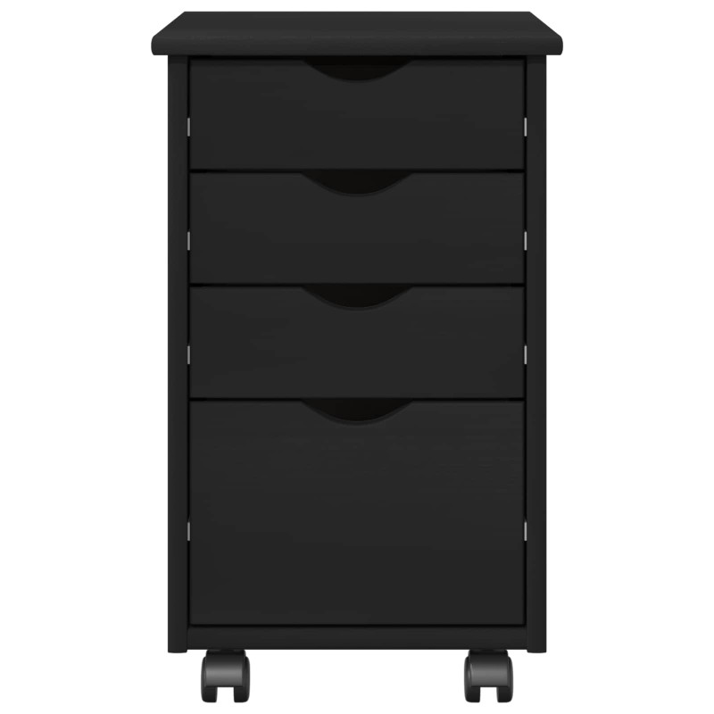 Rolkowa szafka Czarny 34 x 39 x 56 cm Lite drewno sosnowe