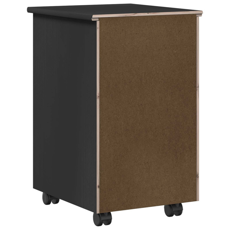 Rolkowa szafka Czarny 34 x 39 x 56 cm Lite drewno sosnowe