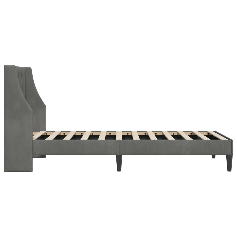 Ramka łóżka Z zagłówkiem Ciemnoszary 80 x 200 cm Aksamit